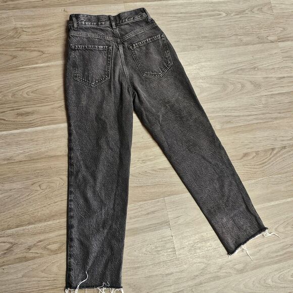 PACSUN Women's Grunge Ripped Distressed Black Grey Frayed Hem High Straight Jean - Picture 2 of 8